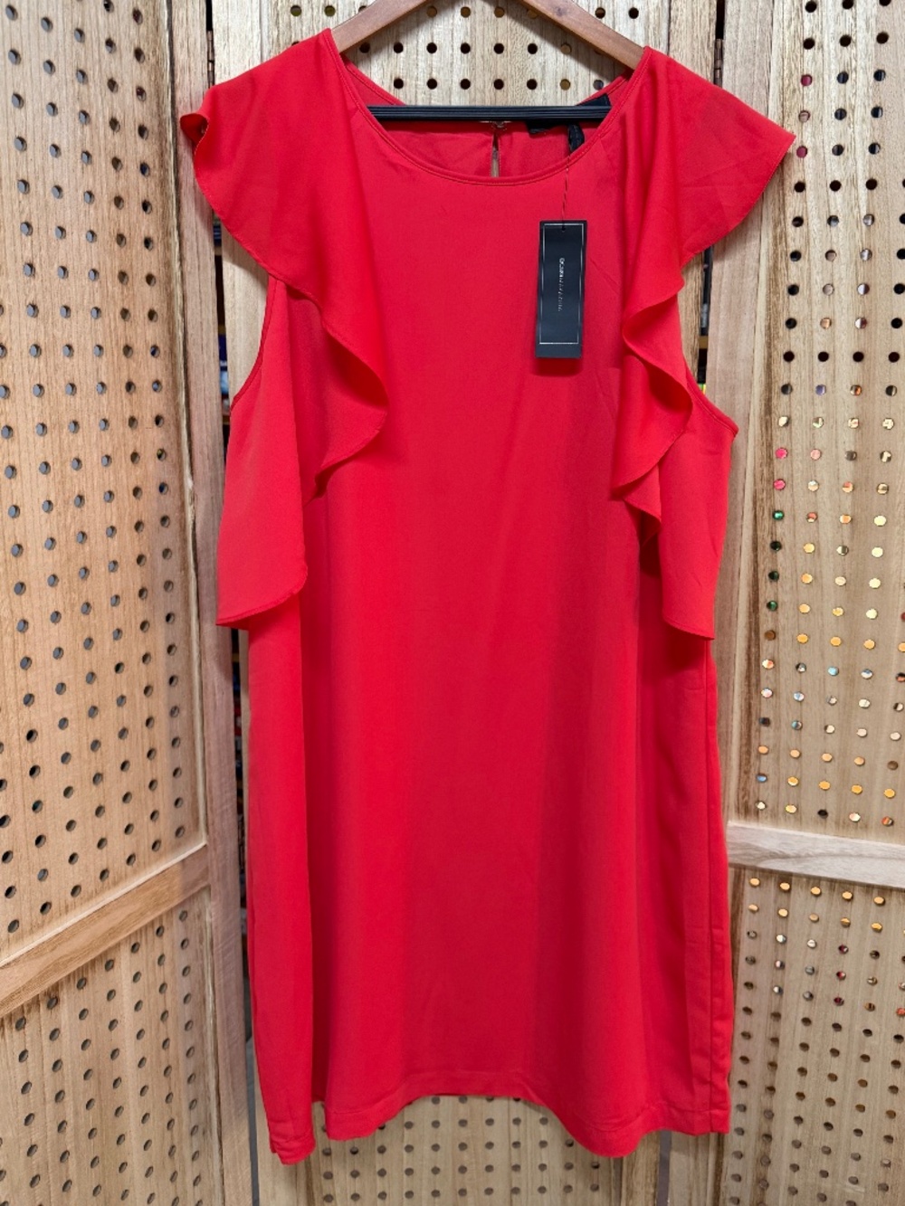 NWT BCBG Max Azria Bright Poppy Ruffle Dress Large